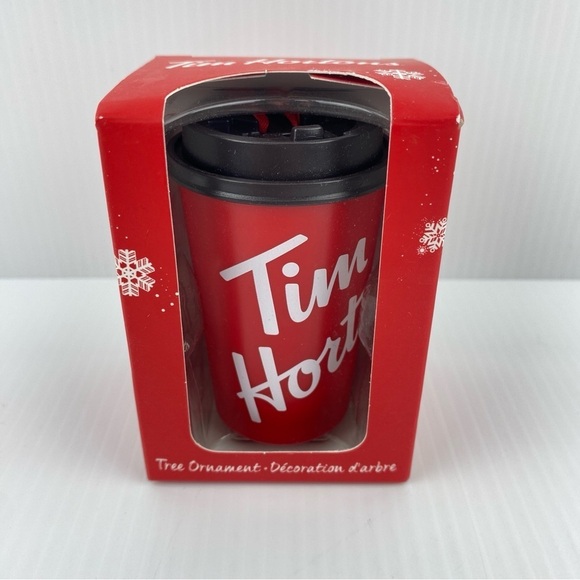 Tim Hortons 2019 Tree Ornament Red and Brown Take Out Cup 3 inches NEW - Picture 1 of 6